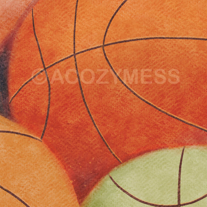 basketball ball wall art close up image