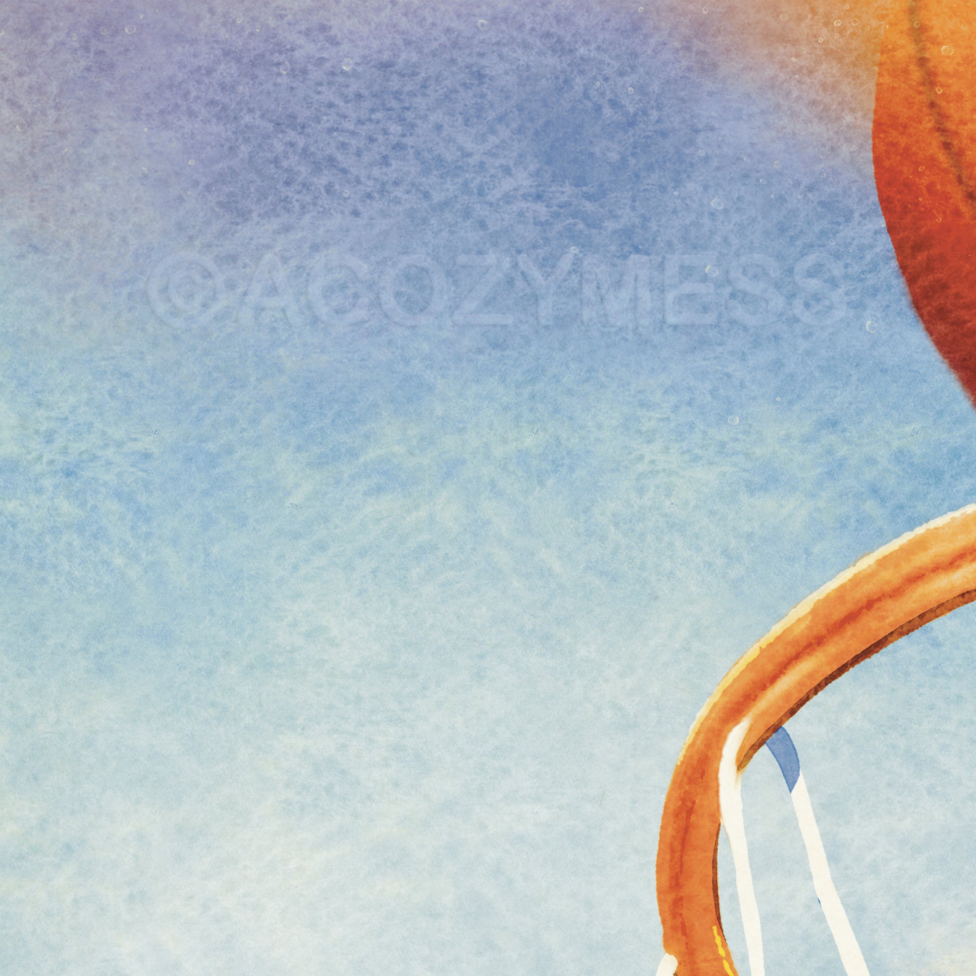 Close-up of a basketball art poster hoop with a colorful background