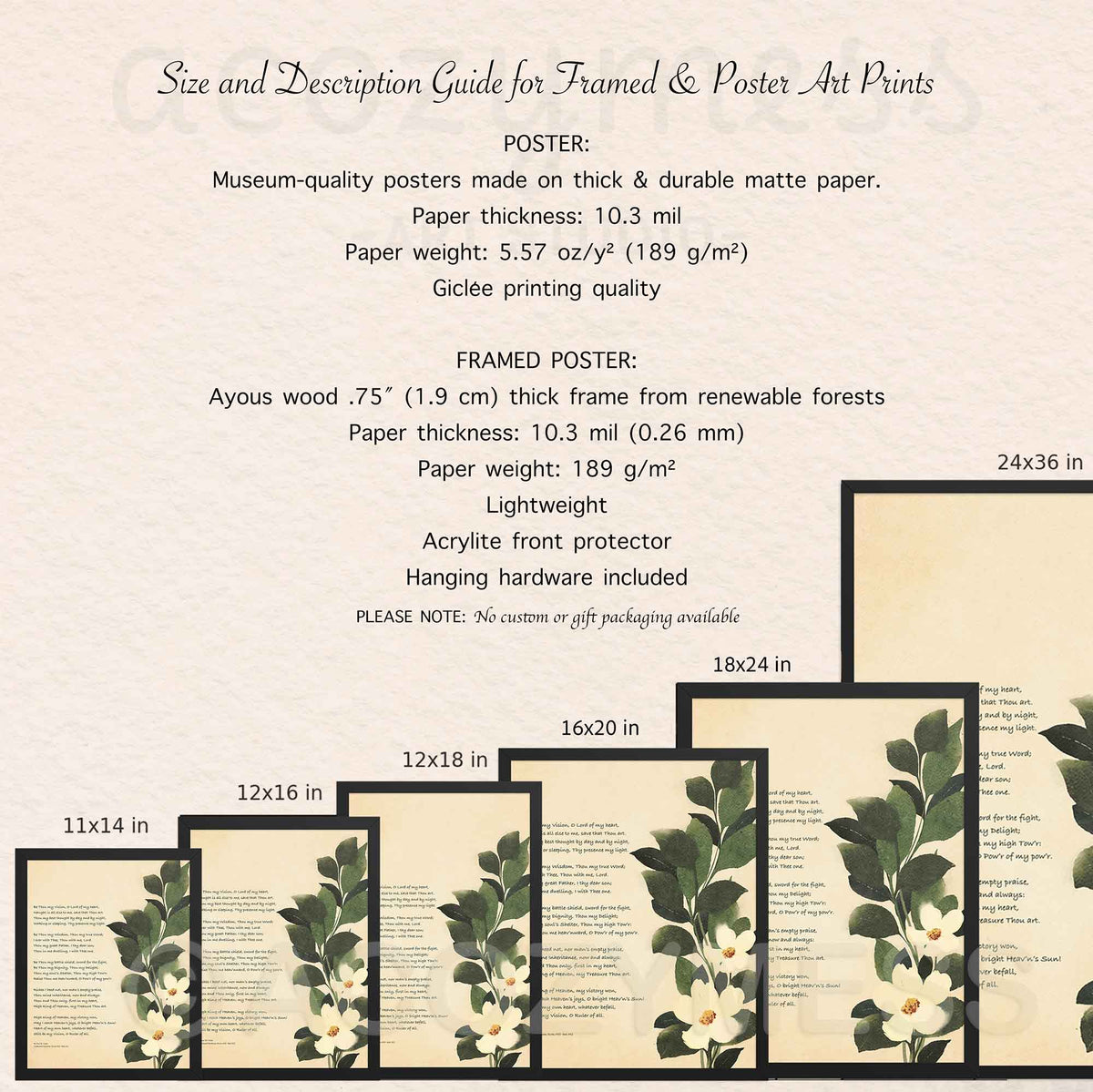 Be Thou My Vision Hymn Art Poster - Botanical Floral Christian Wall Decor