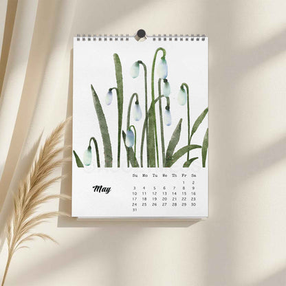 Calendar with floral design on a light background