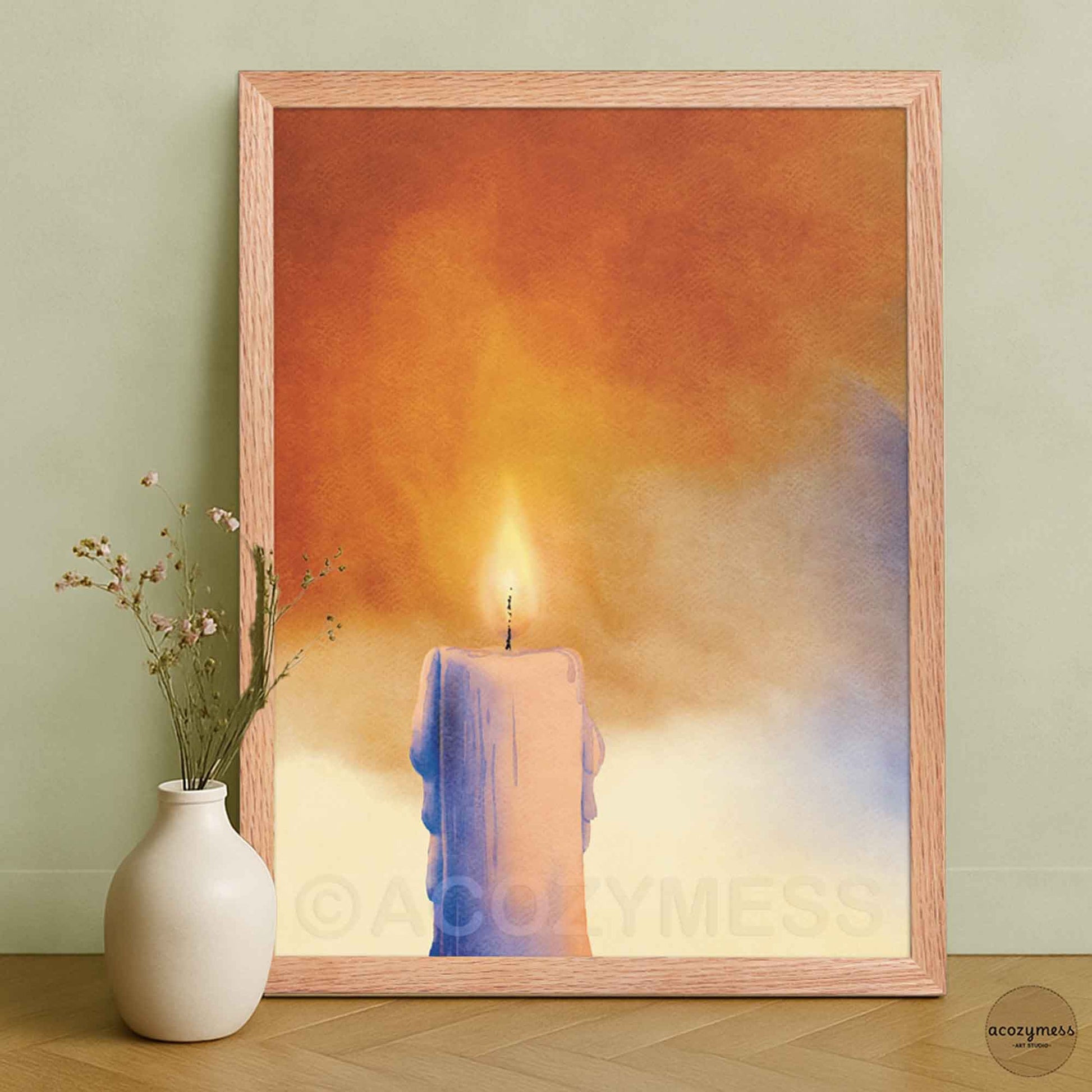 oakwood framed candle wall art poster