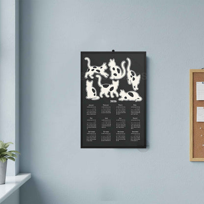 2026 yearly calendar with cute cat art