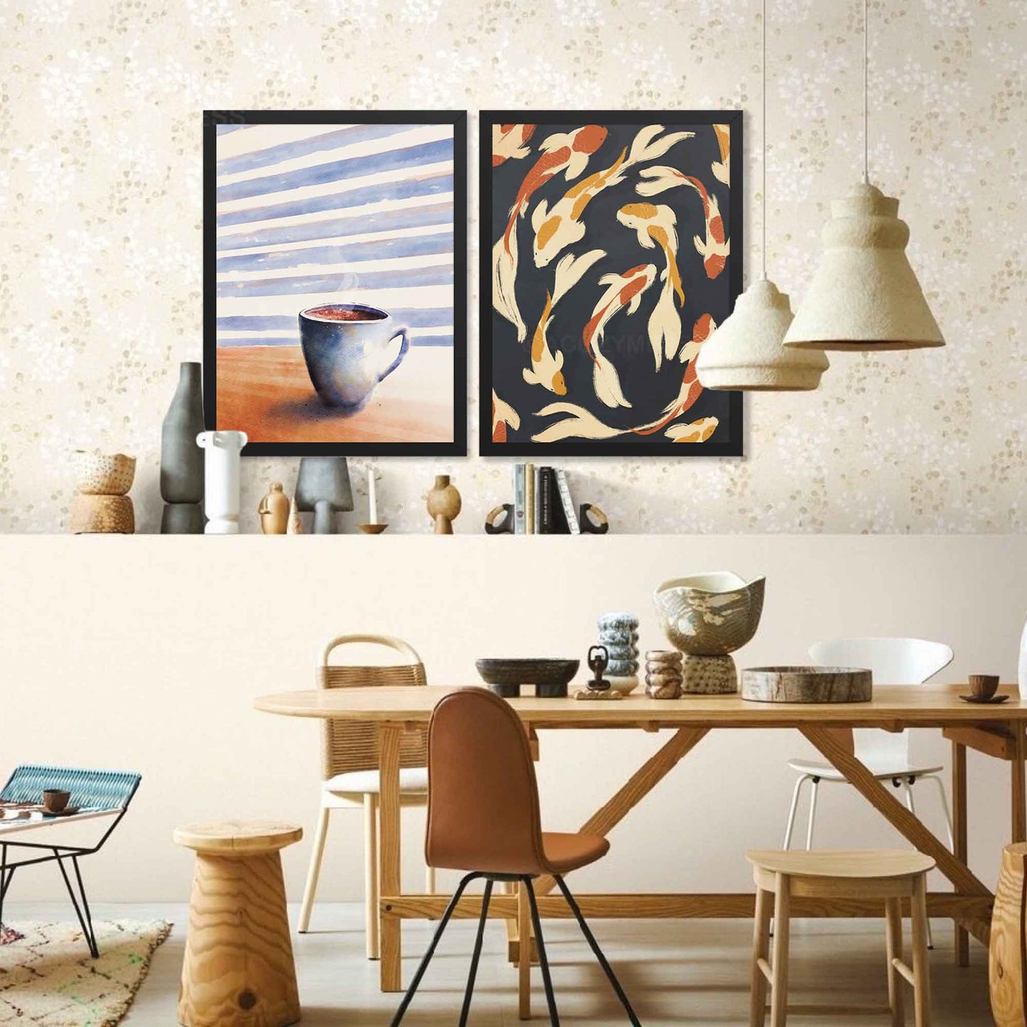 Black framed coffee cup art poster 