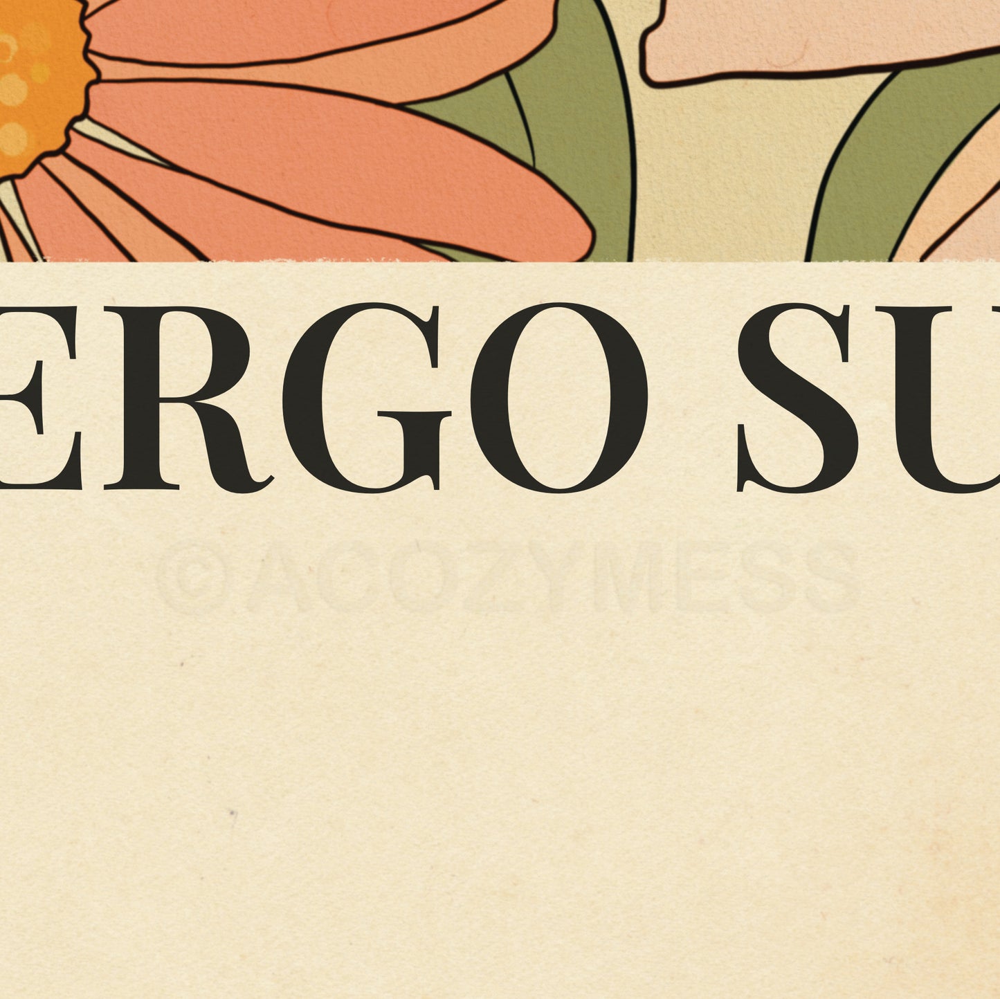 Cogito ergo sum flower illustration poster