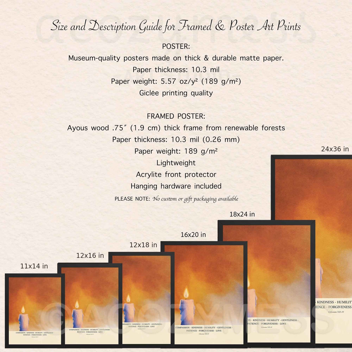 Compassion Kindness Humility Love Wall Art – Colossians 3:12–14 Christian Scripture Print with Warm Candle Art