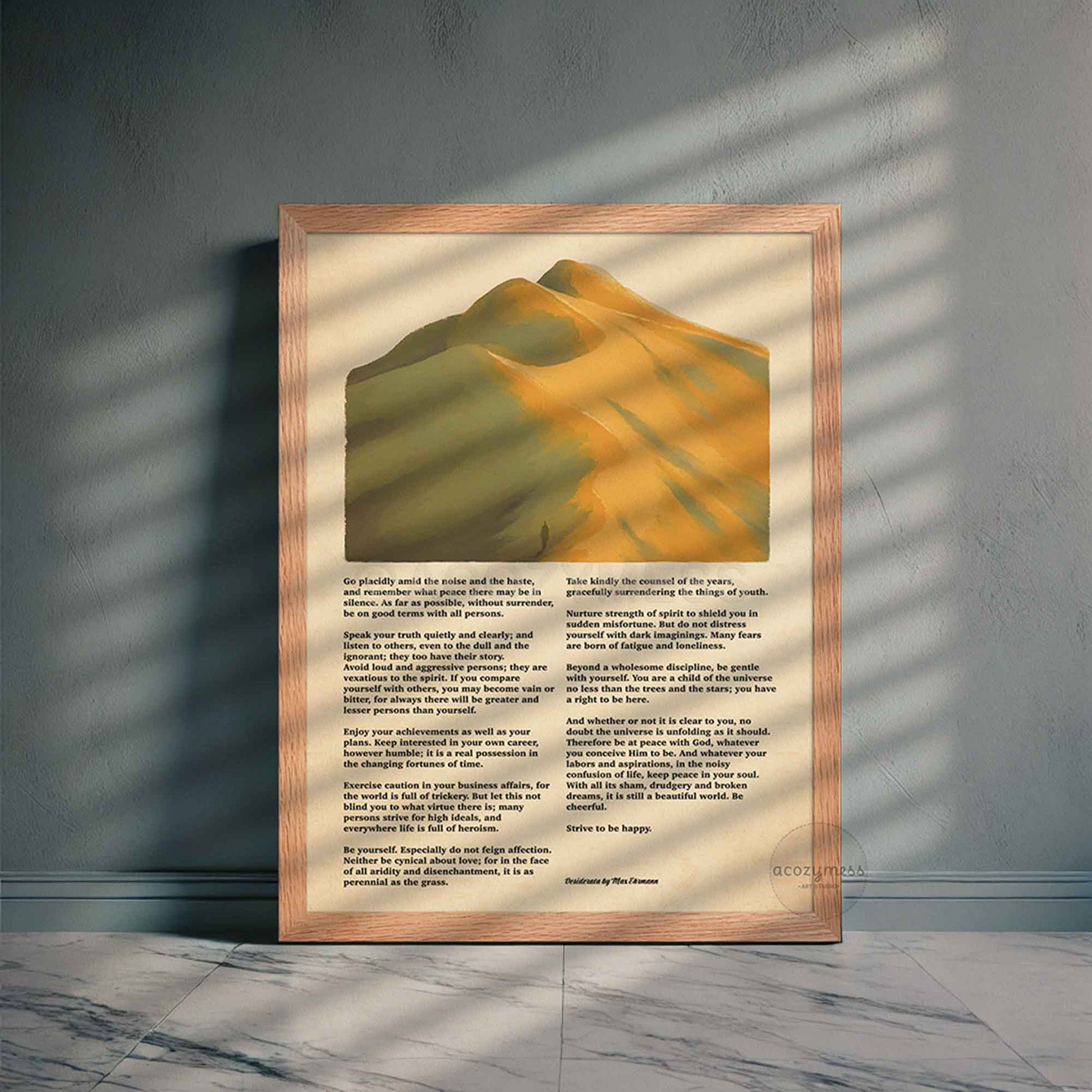 Desiderata poem poster in oakwood frame