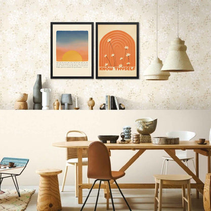  A nature-inspired poster featuring Ralph Waldo Emerson’s quote, "Finish each day and be done with it..." alongside an illustration of mountains, a flowing river, and a rising sun, in black frame on a gallery wall. The design symbolizes renewal, resilience, and a fresh start, making it perfect for mindfulness, motivation, and inspiring home decor.