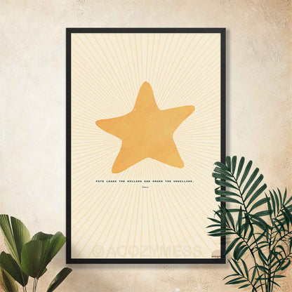 Seneca Quote Poster on Fate | Stoic Philosophy Wall Art with Star Illustration | Motivational Poster