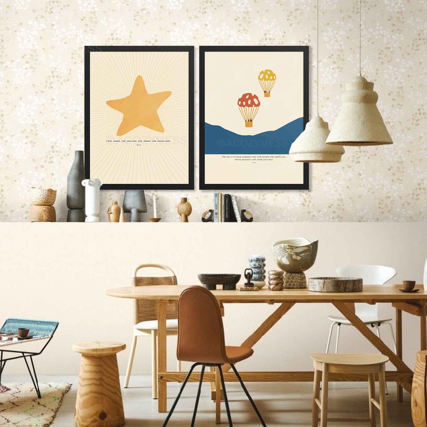 Seneca Quote Poster on Fate | Stoic Philosophy Wall Art with Star Illustration | Motivational Poster