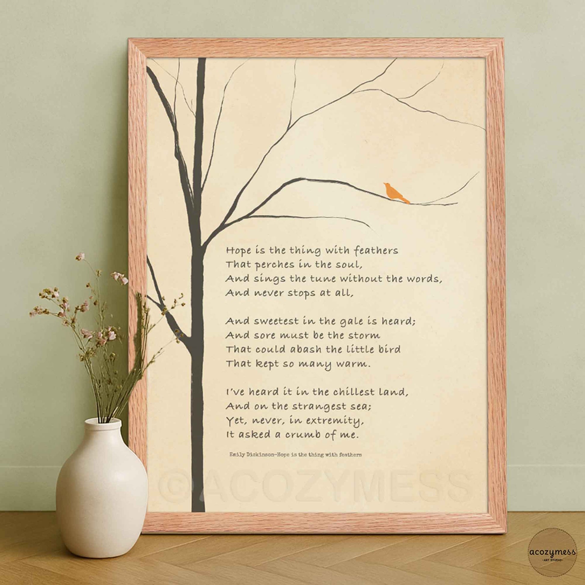 Oakwood framed poem poster of Emily Dickinson poem