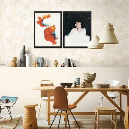 red and blue fishes print for colorful and vibrant decor in black frame.