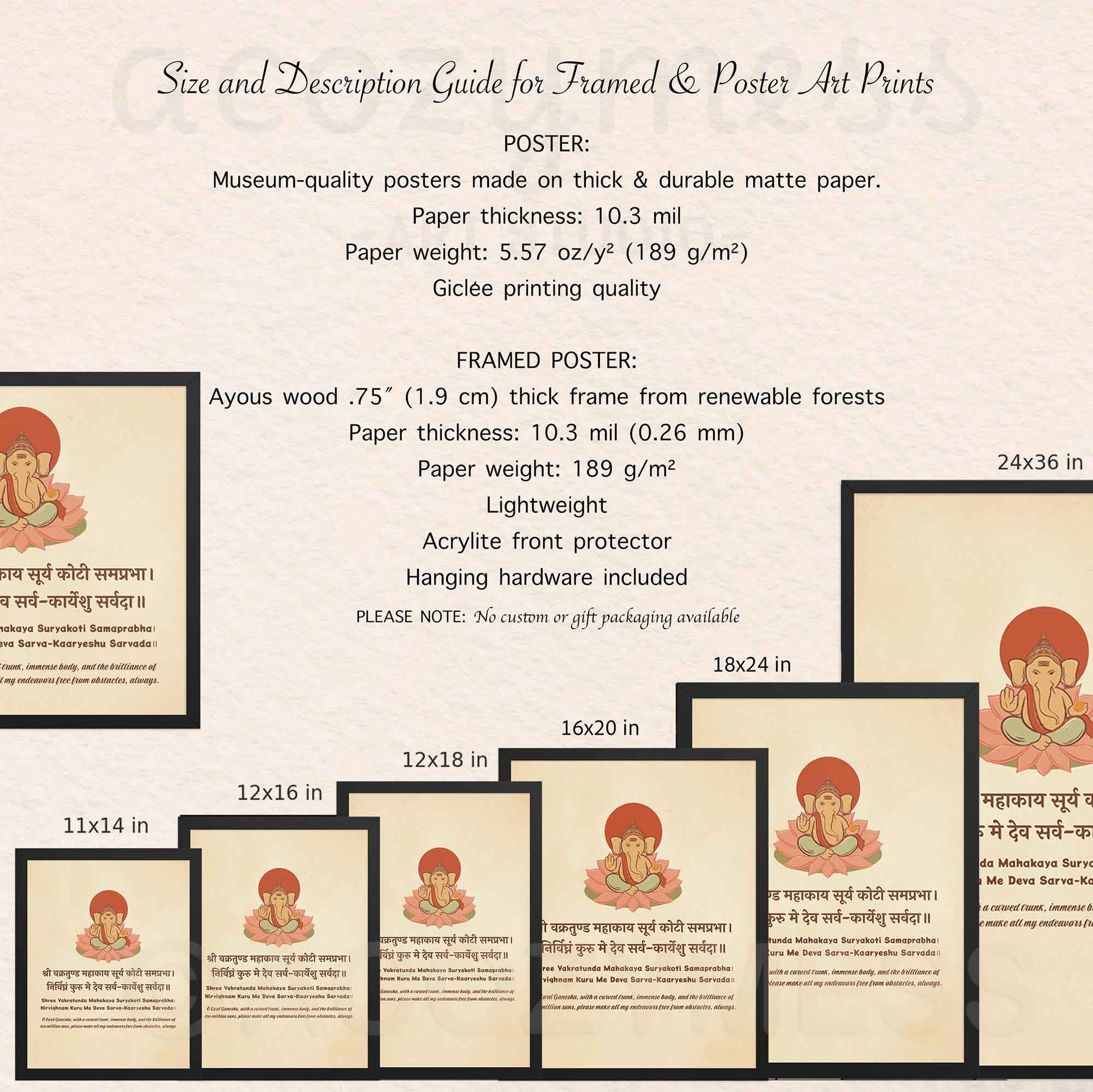 Framed and unframed mantra poster in 11x14 print, 12x16 print, 12x18 print, 16x20 print. 18x24 print, 20x30 print, 24x36 print.