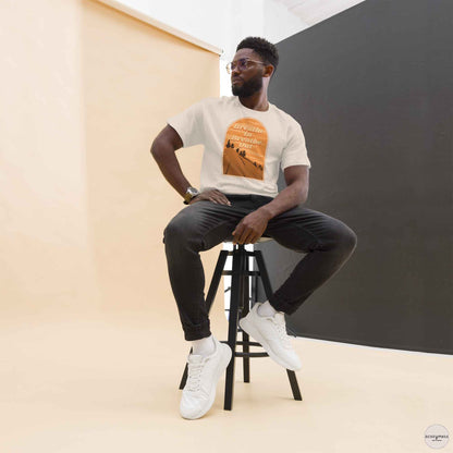 meditation tshirt, breathe in breathe out in natural colo