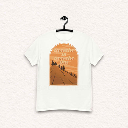 meditation tshirt, breathe in breathe out in light white color