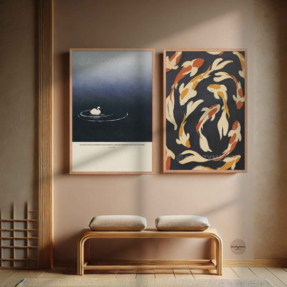 Marcus Aurelius quote wall art in an oakwood frame, displaying the phrase “Harmony with himself” with serene blue-toned design.