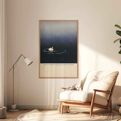 Marcus Aureliusposter art in an oakwood frame, displaying the phrase “Harmony with himself” with serene art.