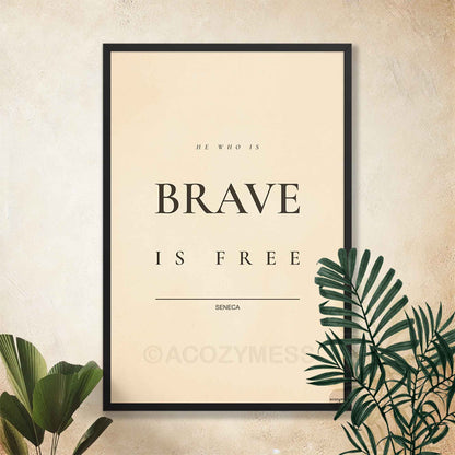 Stoic philosophy wall art framed in black featuring minimalist typography