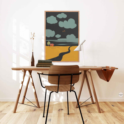 Oakwood framed poster of Nietzsche quote with cute art for home or office walls for inspiration

