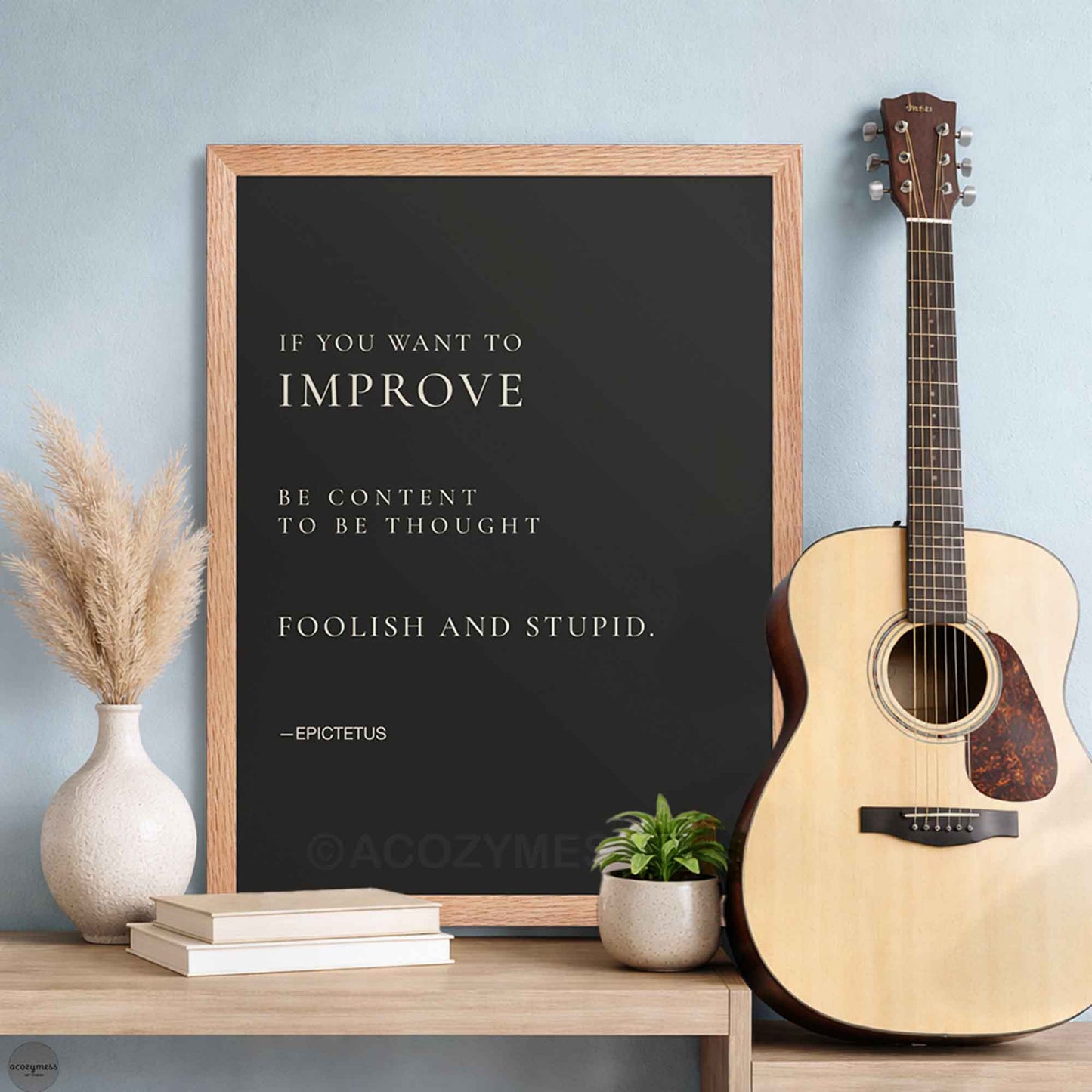 Stoic Oakwood Framed Epictetus quote poster.