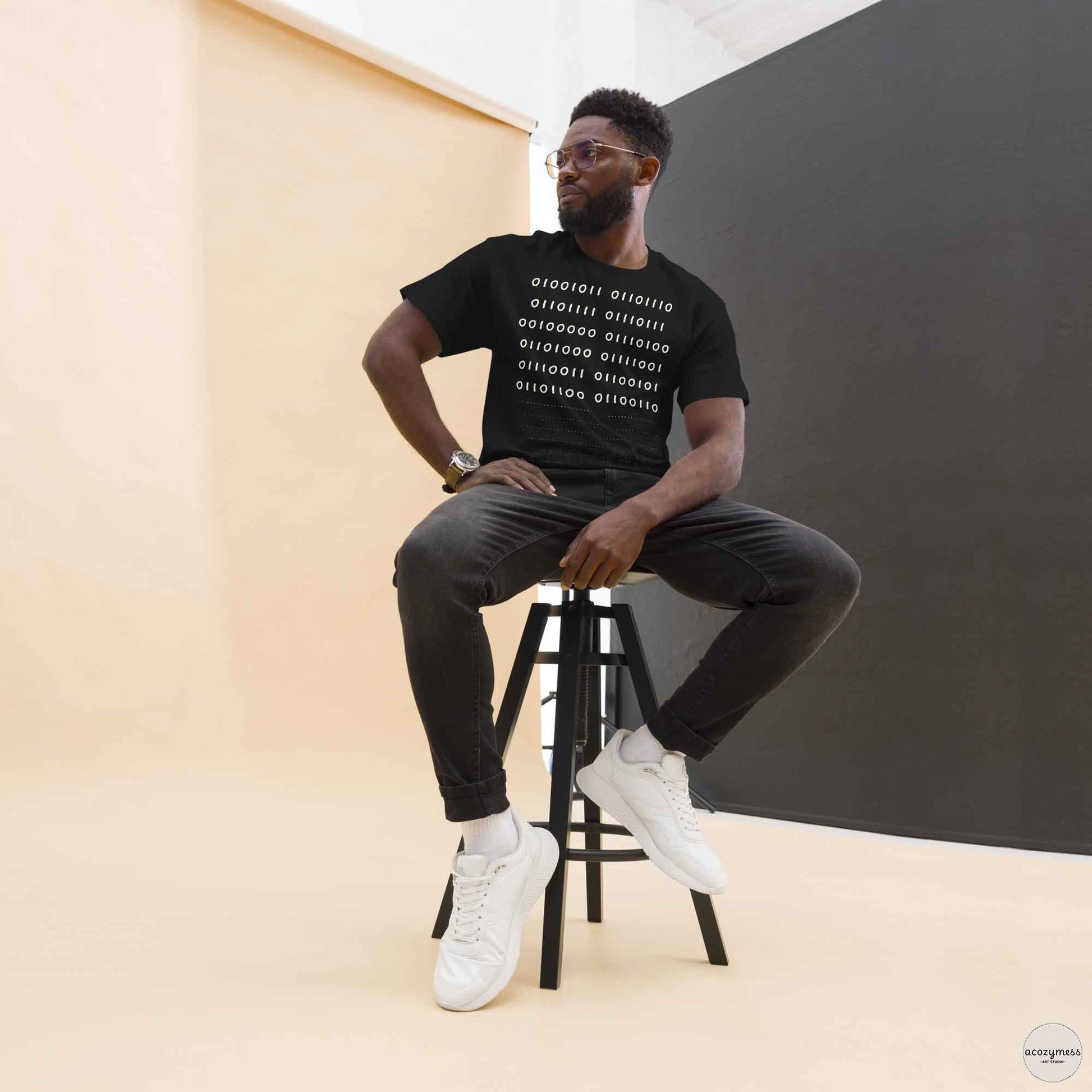 Binary code - know thself tshirt in black color