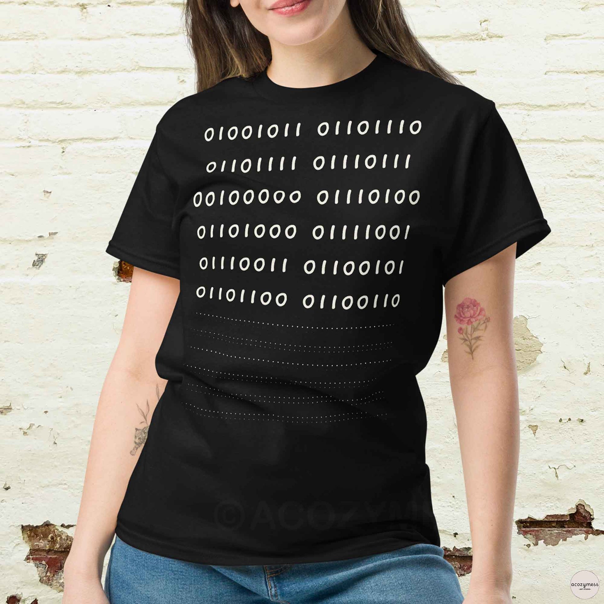 Binary code - know thself  unisex tshirt in black color