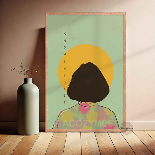Know thyself wall art in oakwood frame