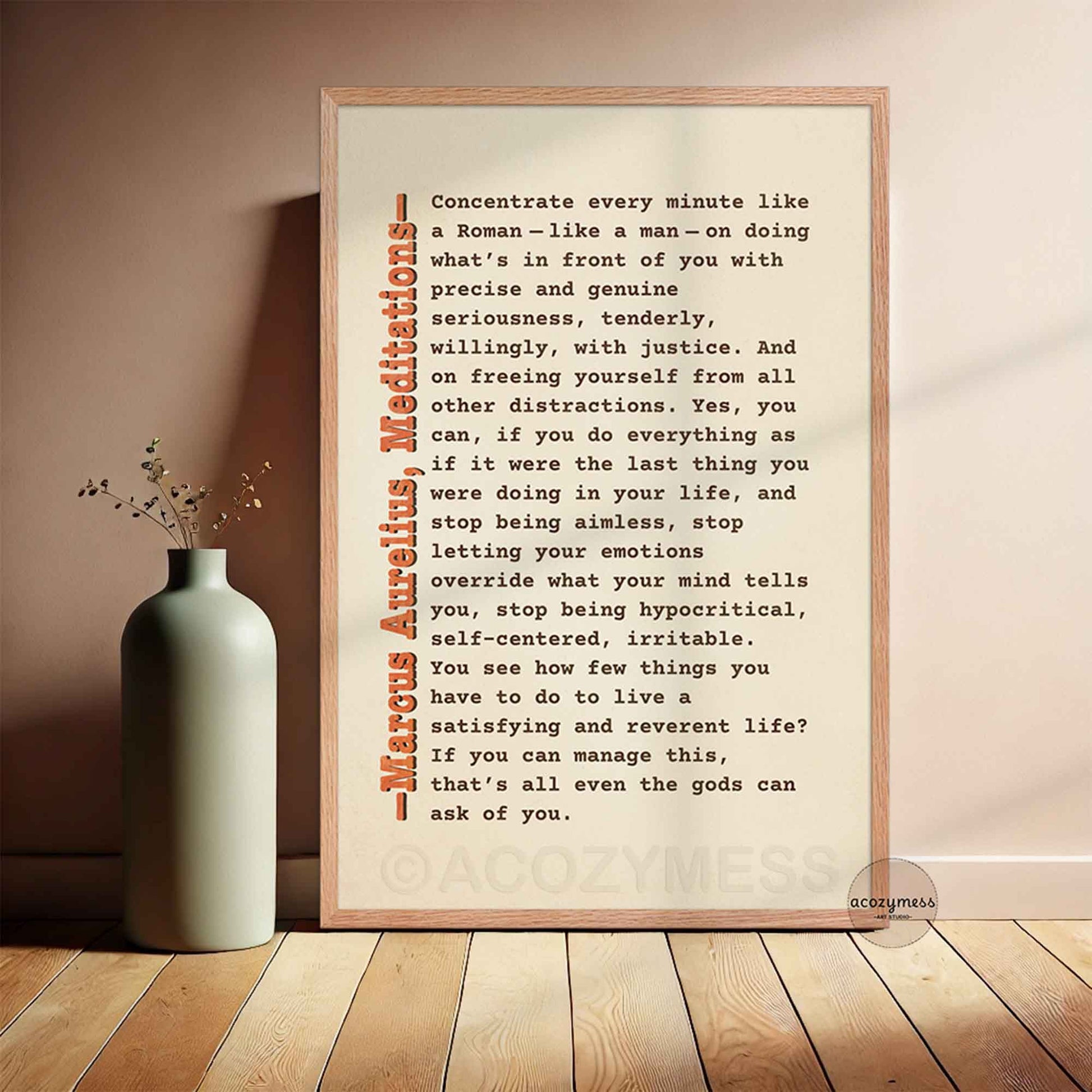 Oakwood Framed marcus aurelius poster.