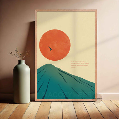 Marcus Aurelius On Beauty & Praise Stoic Art Poster in natural wood color frame