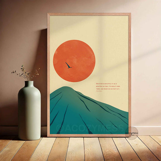 Marcus Aurelius On Beauty & Praise Stoic Art Poster in natural wood color frame