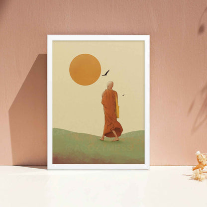 Buddhist Monk Wall Art, Spiritual Art Decor - A Cozy Mess