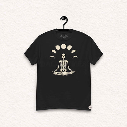 Black t-shirt with a skeleton art