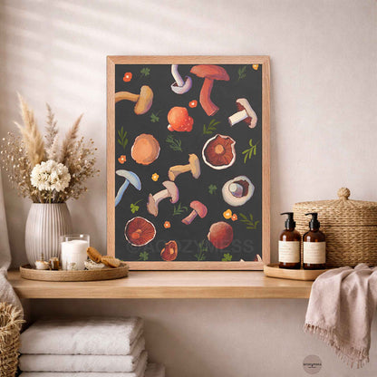 Mushroom Poster | Nature Print for Kitchen, Dining Room & Cottagecore Decor - A Cozy Mess