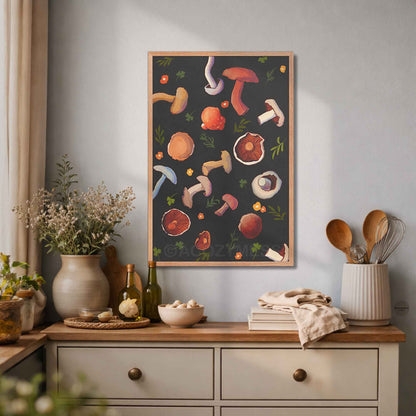 Mushroom Poster | Nature Print for Kitchen, Dining Room & Cottagecore Decor - A Cozy Mess