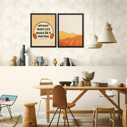 Music quote poster featuring the Friedrich Nietzsche quote, Without music, life would be a mistake, in black frame.