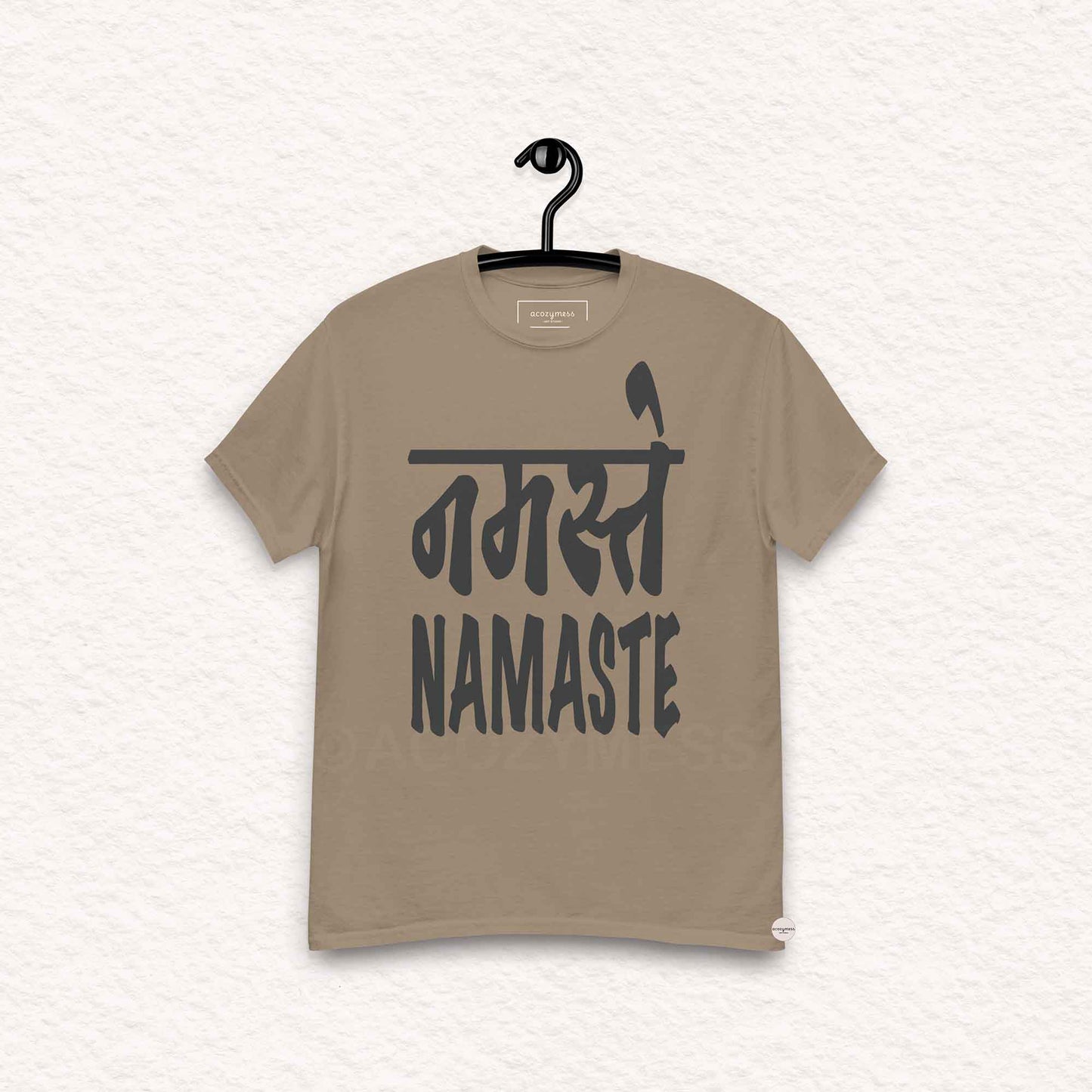 namaste, greeting tshirt in brown savana color