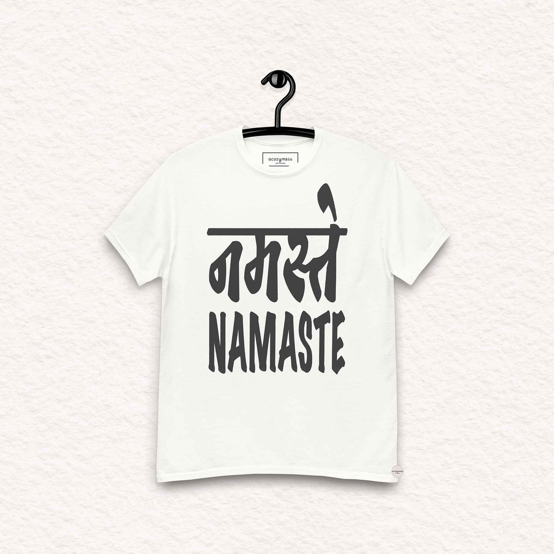 namaste, greeting tshirt in white color