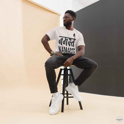 namaste, spiritual greeting tshirt in ice gray  color