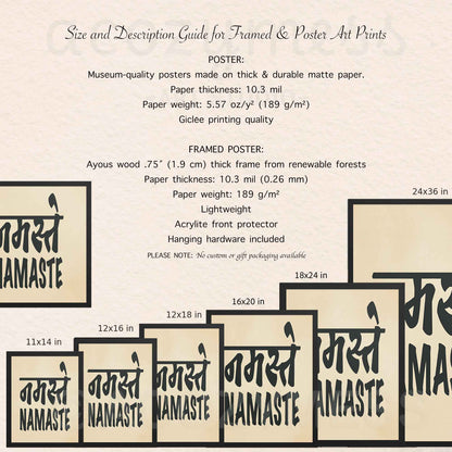 Framed and unframed namaste poster