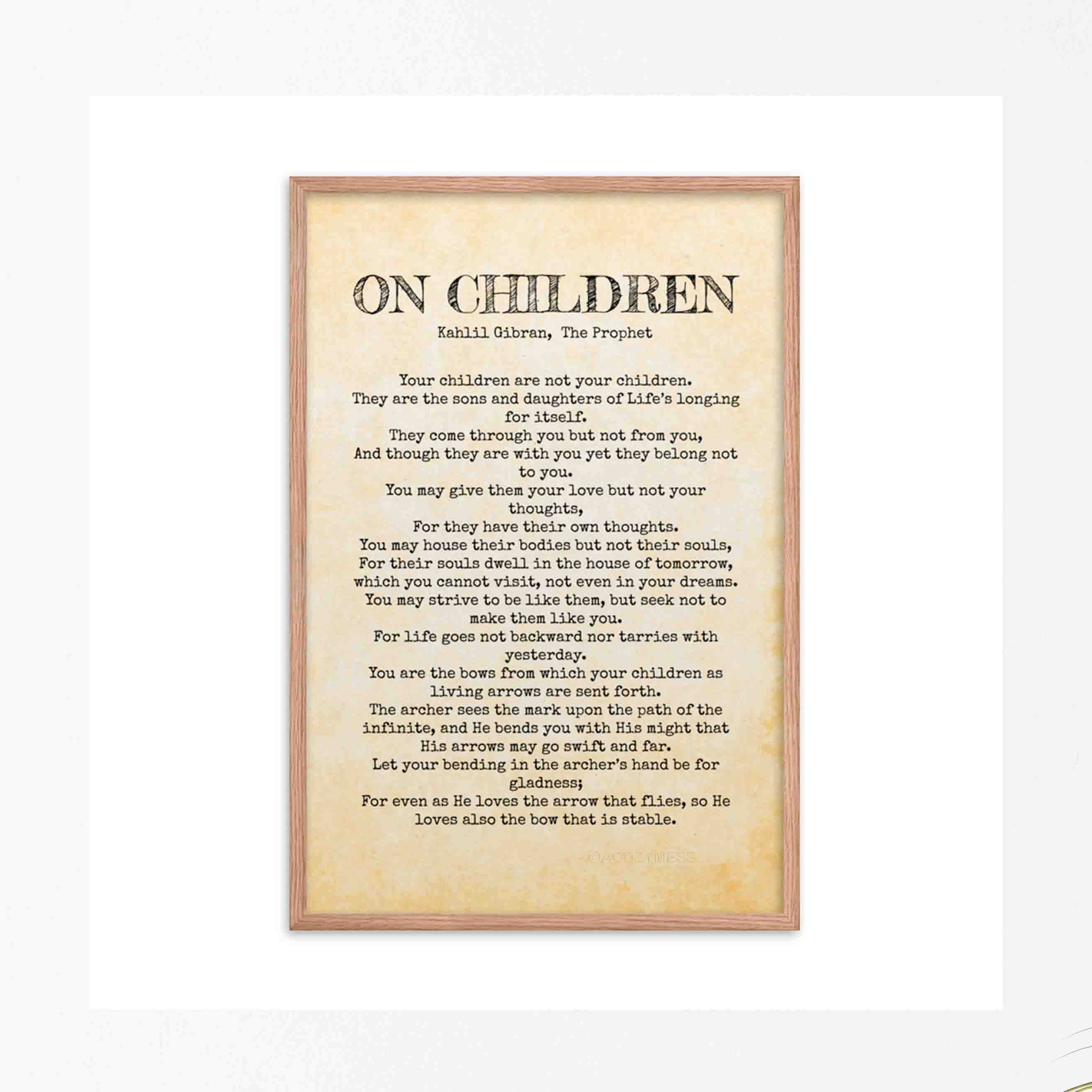 On Children Kahlil Gibran Poem Inspirational Wall Art for Parents