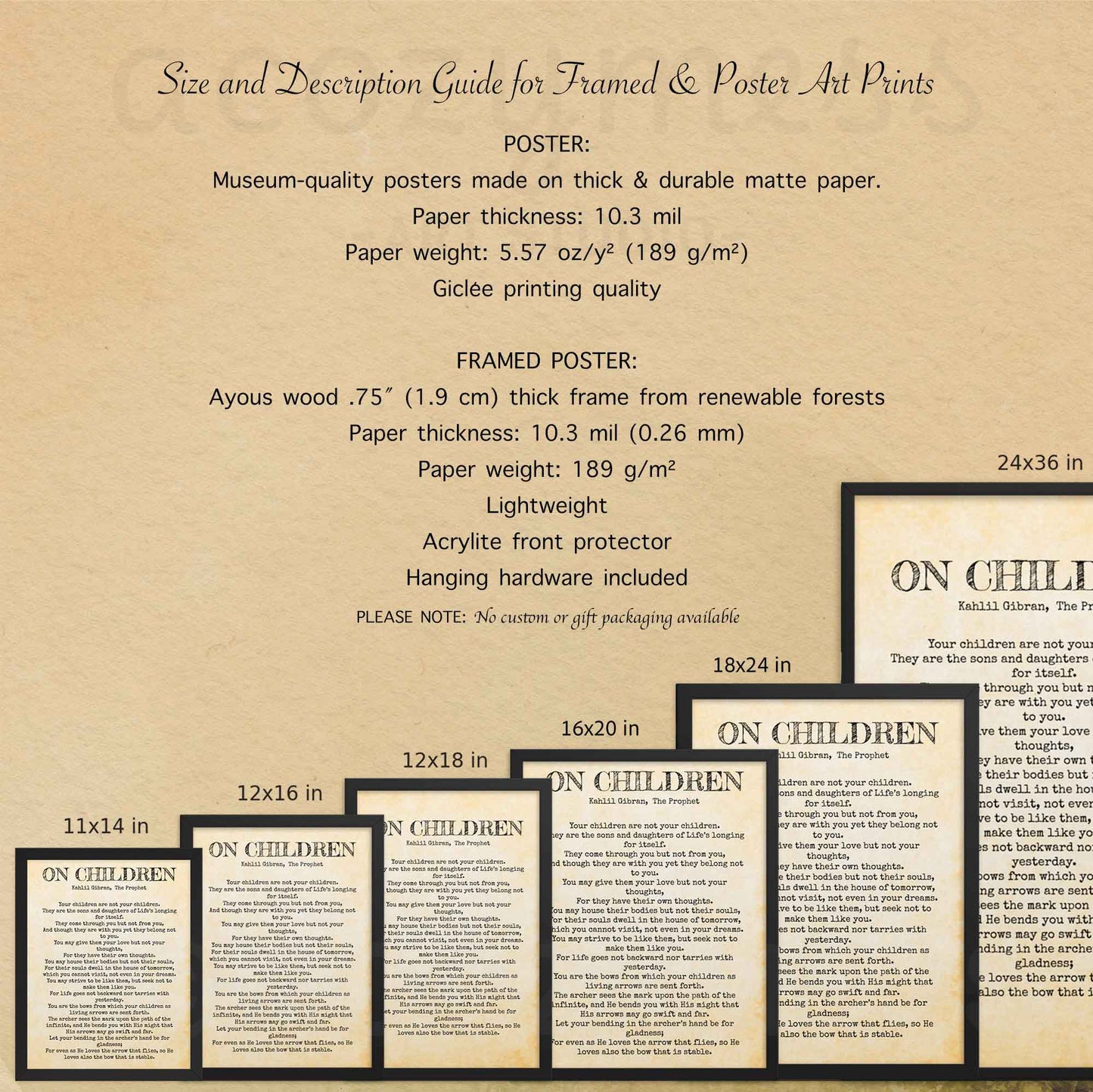 On Children Kahlil Gibran Poem, Inspirational Wall Art for Parents