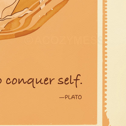 Plato On Conquering Self, Plato Art Print, Plato Quote Poster - A Cozy Mess