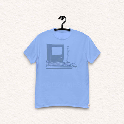 retro computer tech tee blue on caroline blue Tshirt