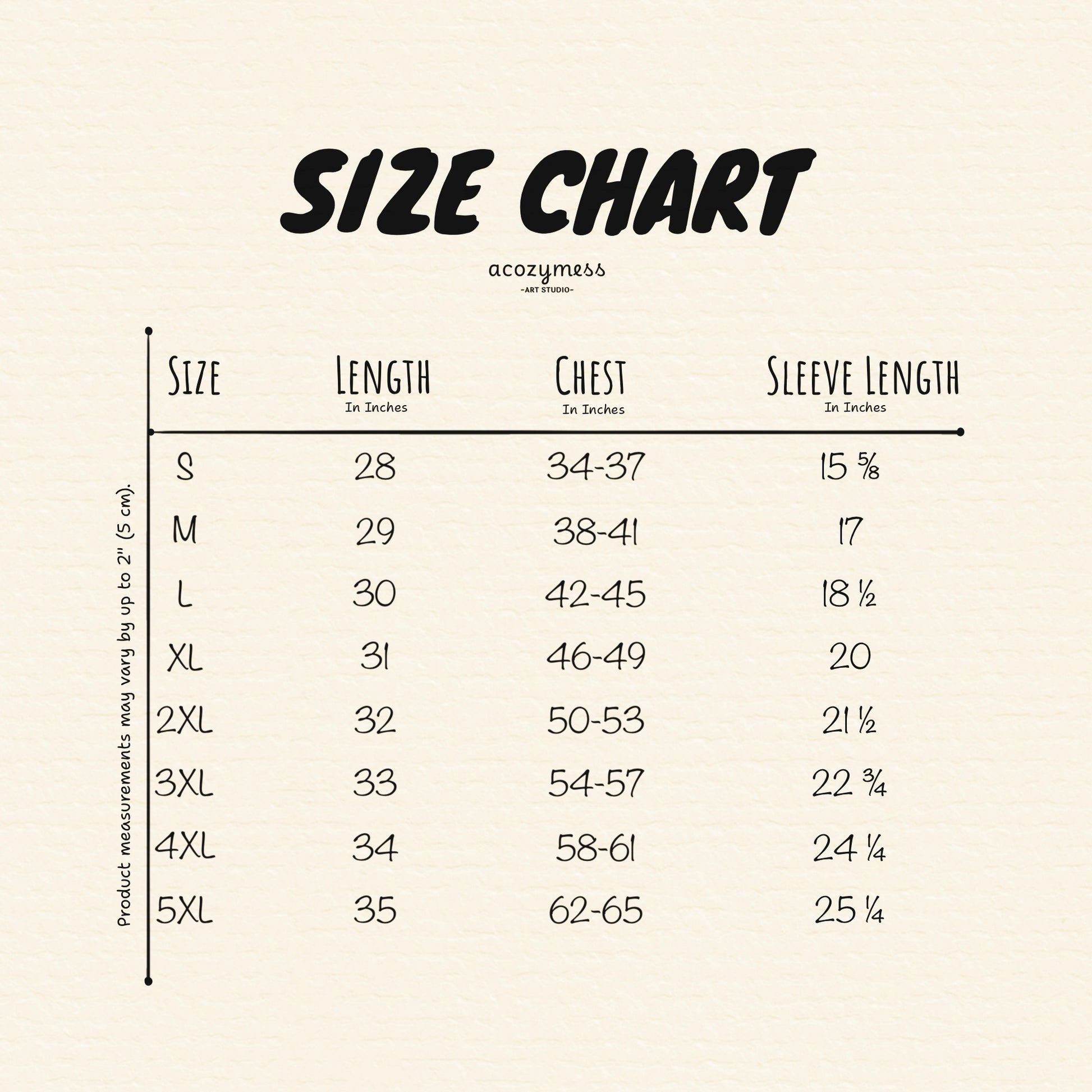 Size Chart for philosophy Tshirt by acoszymess