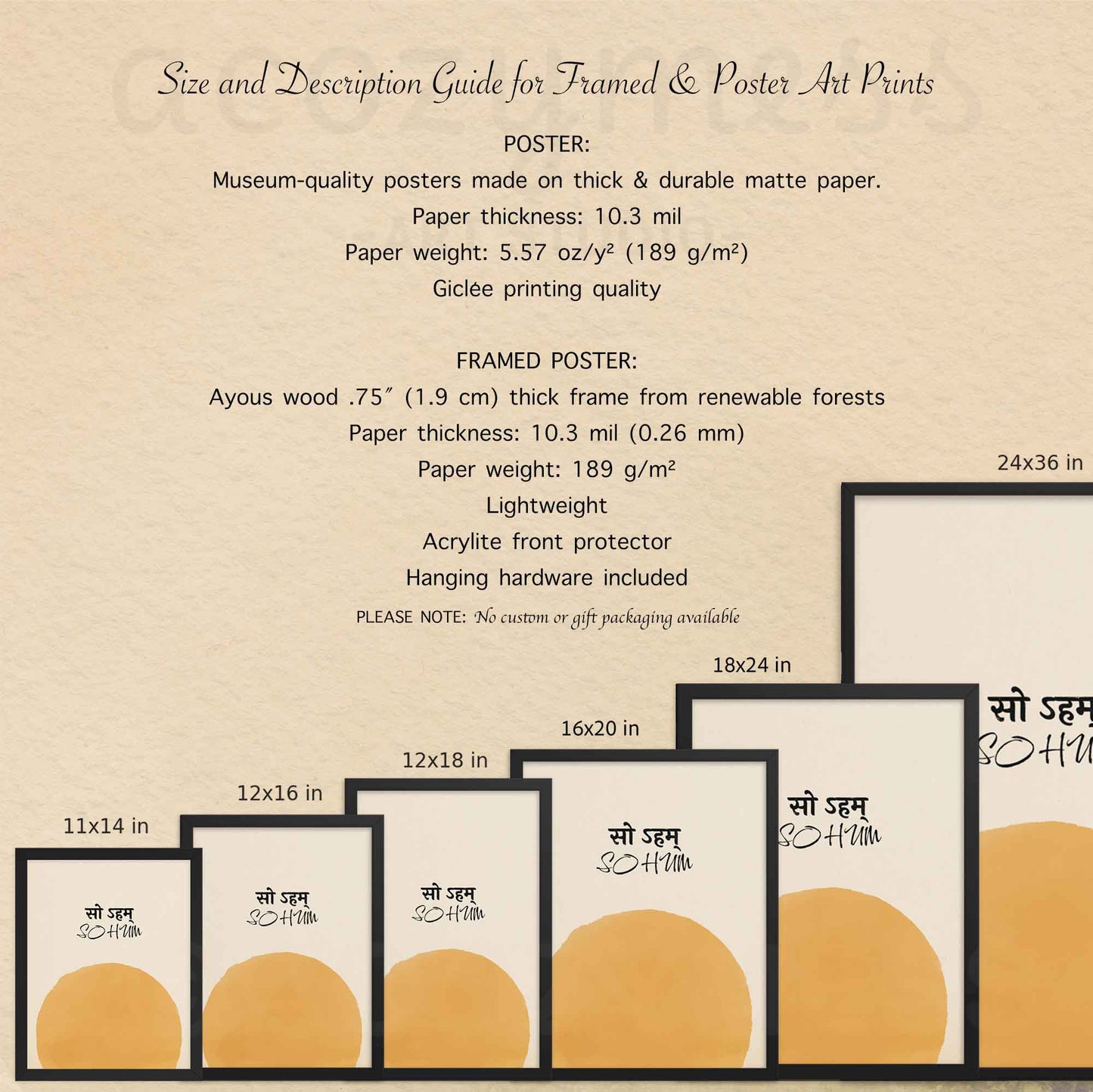 sohum mantra poster available as framed and unframed in multiple sizes.