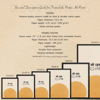 sohum mantra poster available as framed and unframed in multiple sizes.