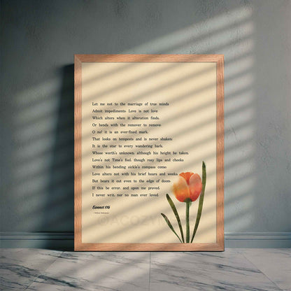 William Shakespeare poster of Sonnet 116 with tulip flower art