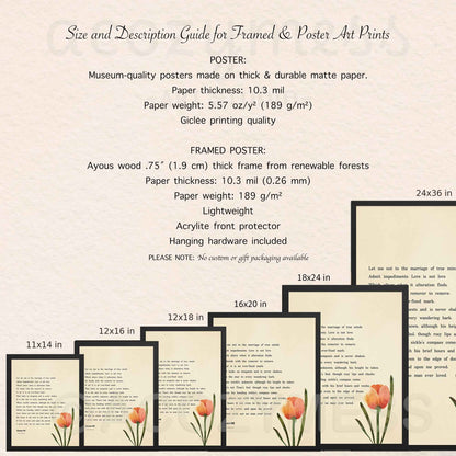 Shakespeare poster - Size and description guide for framed and poster art prints with dimensions and material details.