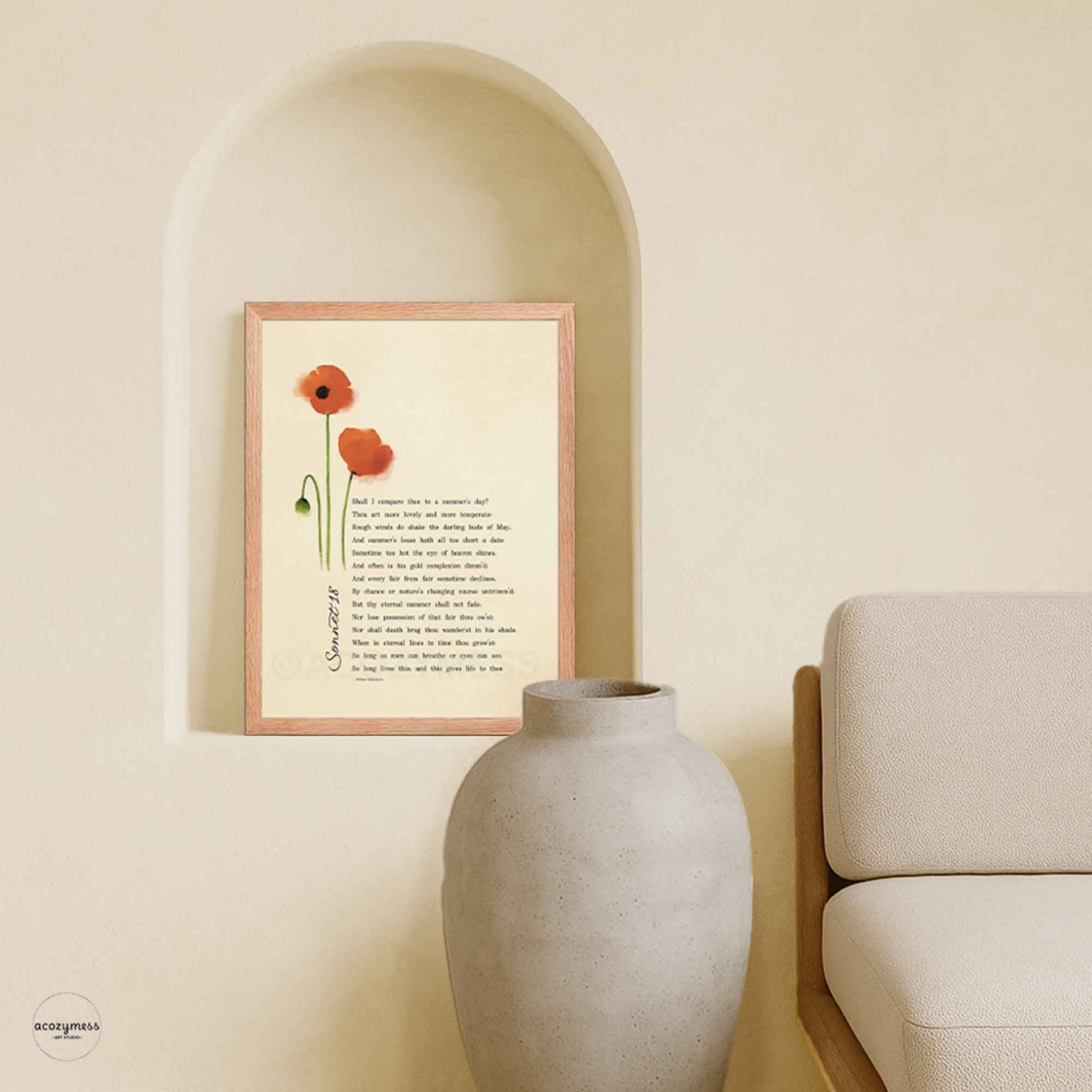 Oakwood framed literary print of sonnet 18  perfect as romantic gifts