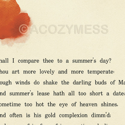 close up of sonnet 18 poster