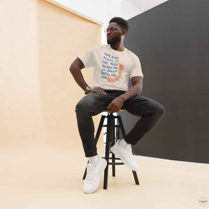 Marcus Aurelius unisex cotton tee with quote, Dwell n Beauty of life.., in natural color.
